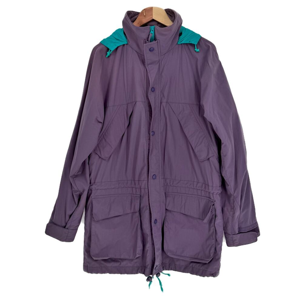 Vtg 90s Eddie Bauer Hooded Nylon Windbreaker Rain Jacket Mens Small - Picture 16 of 16